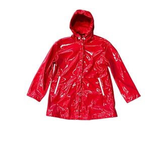 Shiny Red Hooded Raincoat GAP women’s XS